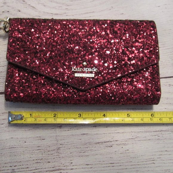 Kate Spade Laurel Way Red Glitter Wristlet - Picture 7 of 9